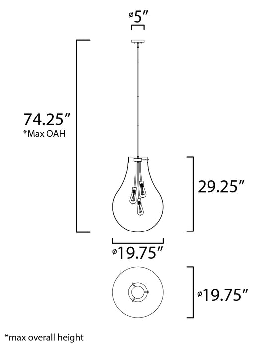 Maxim Gourd 3-Light Pendant Model: 10166CLSN