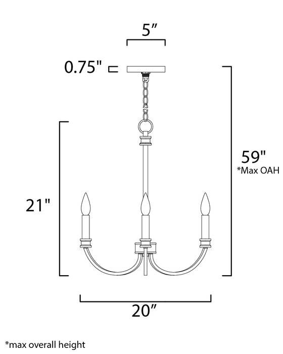 Maxim Charlton 3-Light Chandelier Model: 11373WWTGL