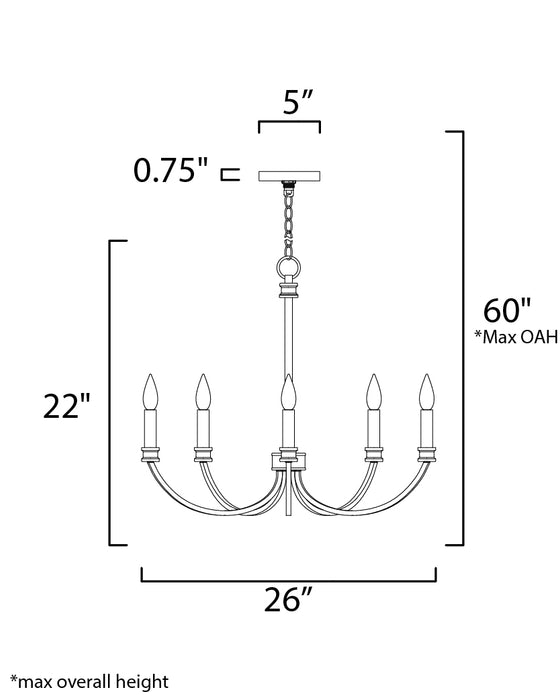 Maxim Charlton 5-Light Chandelier Model: 11375WWTGL