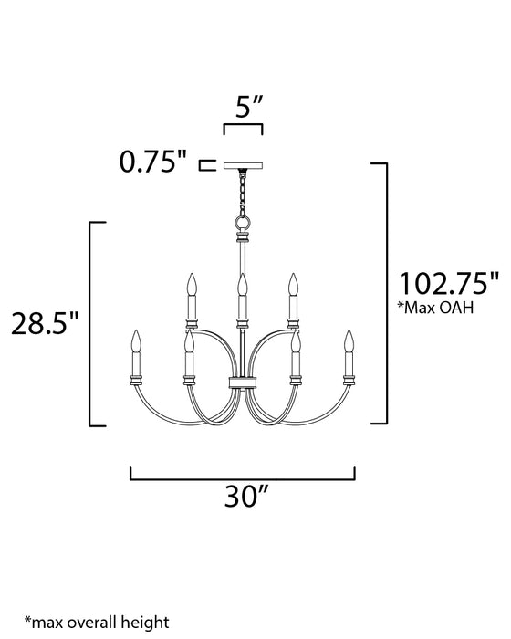 Maxim Charlton 9-Light Chandelier Model: 11377WWTGL