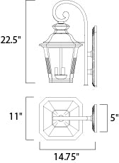 Maxim Knoxville 3-Light Outdoor Wall Model: 1137CLBZ