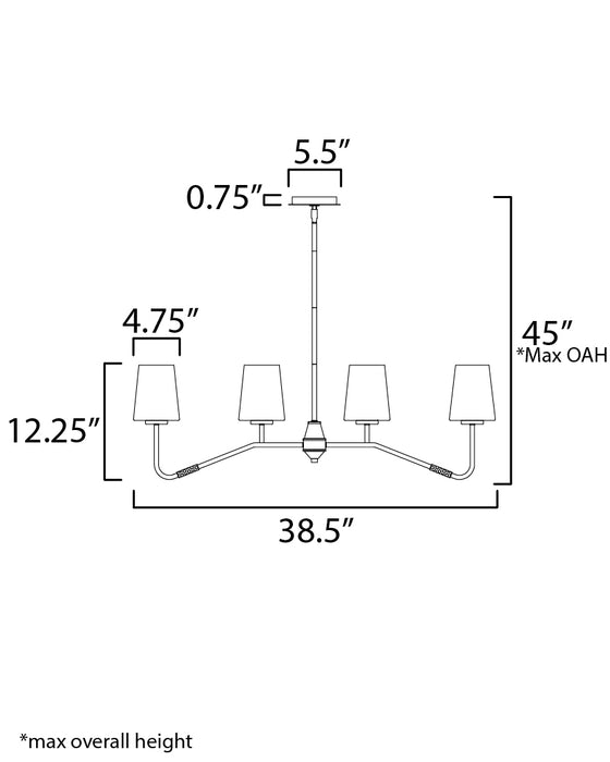 Maxim Durham 4-Light Linear Chandelier Model: 12697WTNAB
