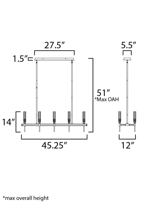 Maxim Flambeau 10-Light Linear LED Chandelier Model: 16127CLBKAB