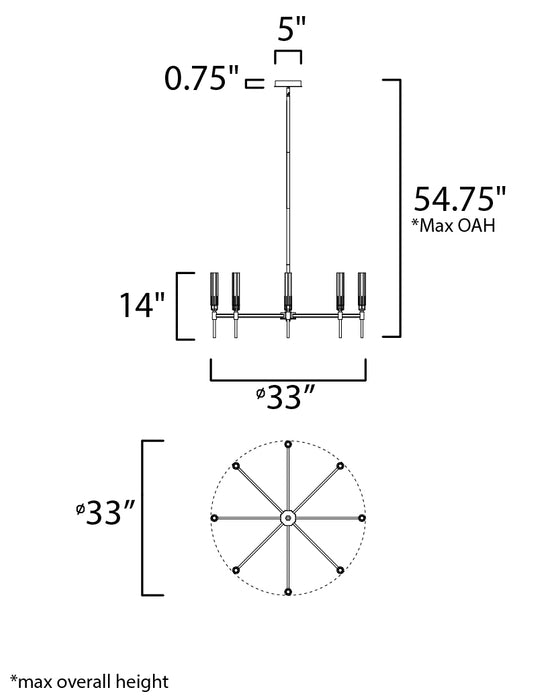 Maxim Flambeau 8-Light LED Chandelier Model: 16128CLBKAB