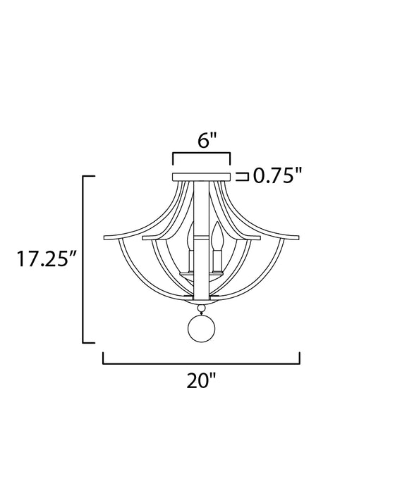 Maxim Basque 3-Light Semi-Flush Mount Model: 20343DWAR