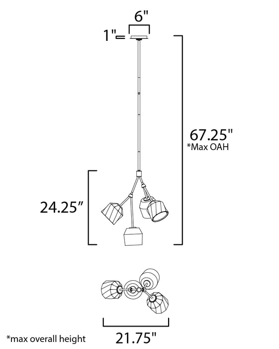 Maxim Akimbo 4-Light Pendant W LED Bulbs Model: 28274DBZAB