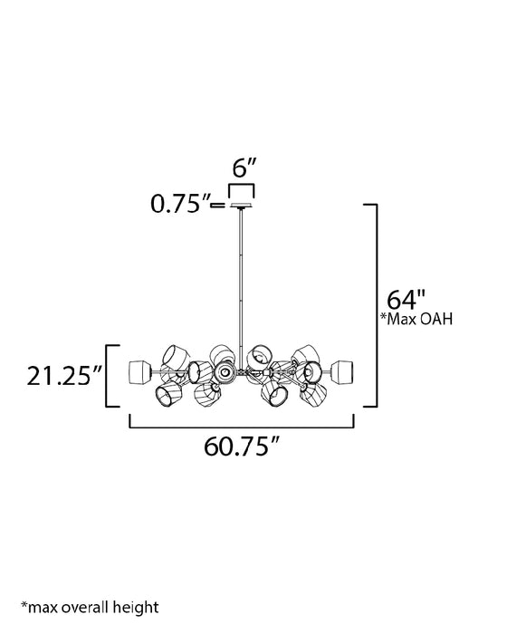 Maxim Akimbo 16-Light Pendant w LED Bulbs Model: 28279DBZAB