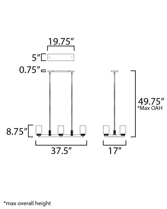 Maxim Ruffles 6-Light Linear Chandelier Model: 32656SWBKAB