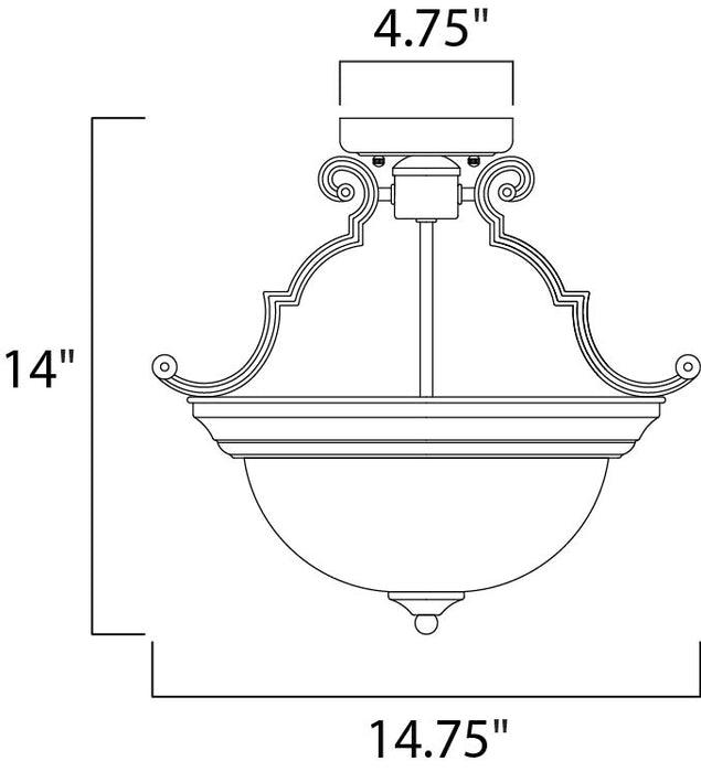 Maxim Essentials 2-Light Semi-Flush Mount Model: 5843MROI