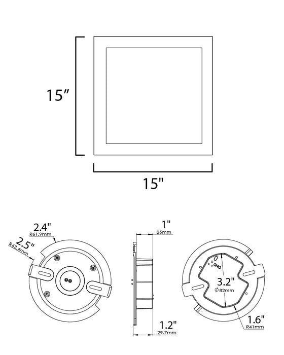 Maxim Wafer 15 SQ LED Surface Mount 3000K Model: 58738WTBZ