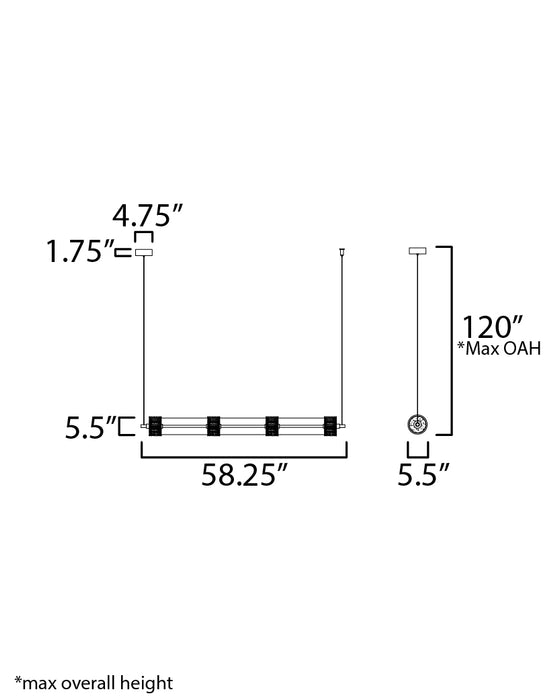 ET2 Elysian 4-Light LED Linear Pendant Model: E11084-124NAB