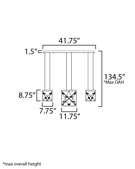 ET2 Entanglement 3-Light LED Pendant Model: E21253-20BK