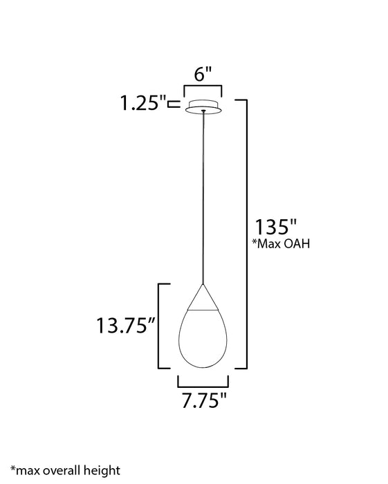 ET2 Dewdrop Large LED Pendant Model: E21562-142BK