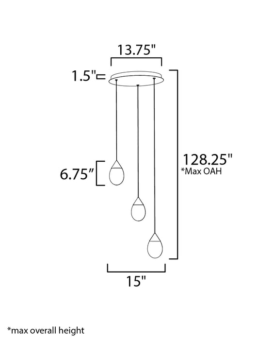 ET2 Dewdrop 3-Light LED Pendant Model: E21563-18PC