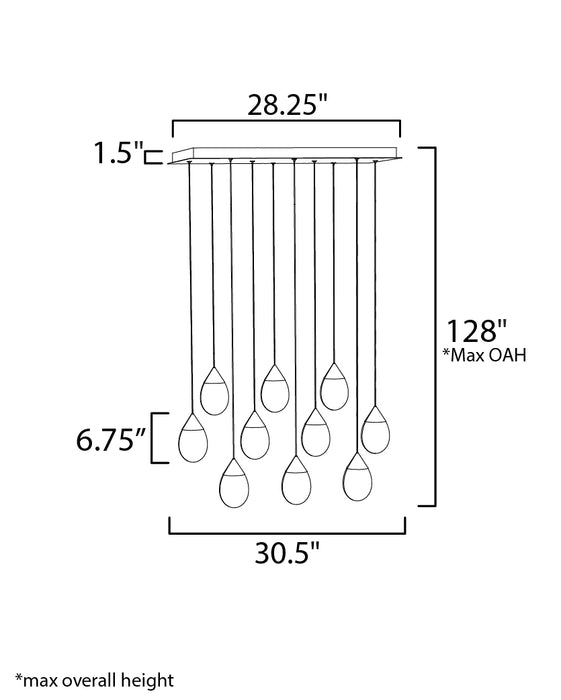 ET2 Dewdrop 10-Light LED Linear Pendant Model: E21566-18PC