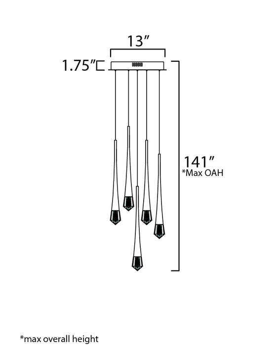 ET2 Pierce 5-Light LED Pendant Model: E24225-122GLD