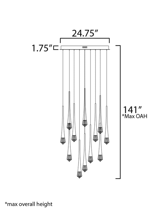 ET2 Pierce 12-Light LED Pendant Model: E24229-122BK