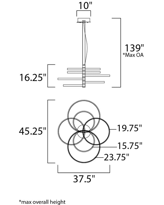 ET2 Hoopla 6-Light LED Pendant Model: E24327-BKGLD