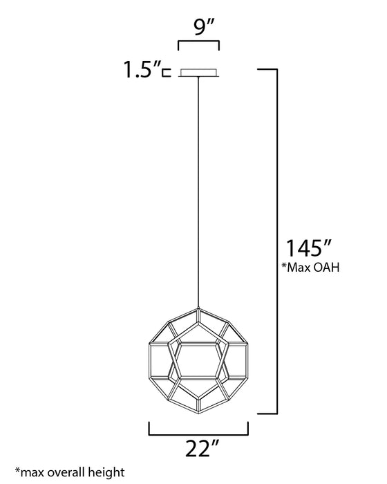 ET2 Penta Medium LED Pendant Model: E25104-BK