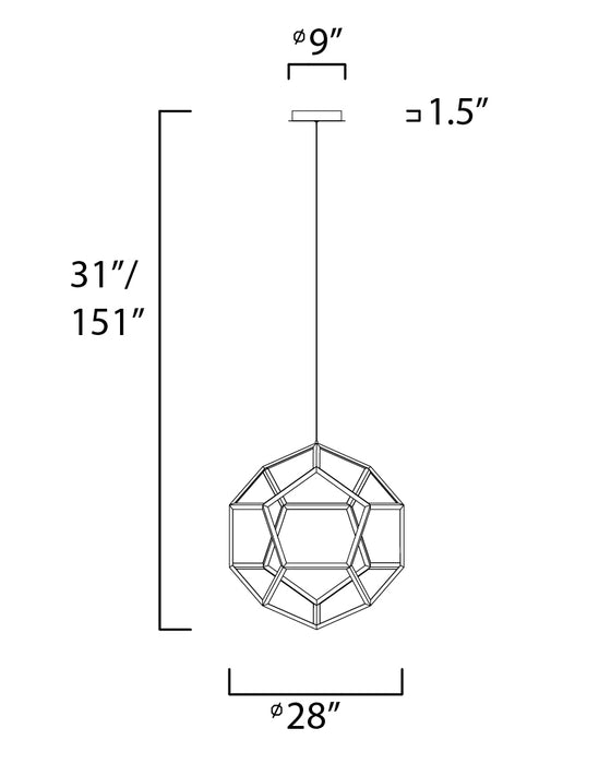 ET2 Penta Large LED Pendant Model: E25106-BK