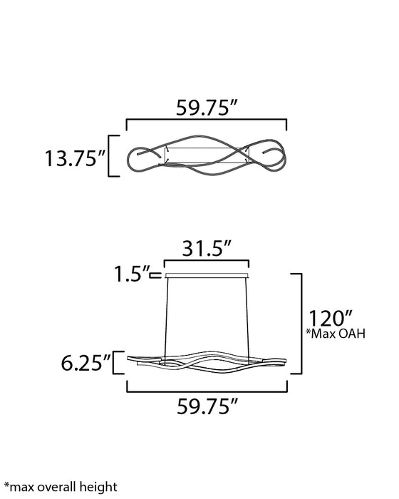 ET2 Serpentine 60 Horizontal Pendant Model: E30666-BK