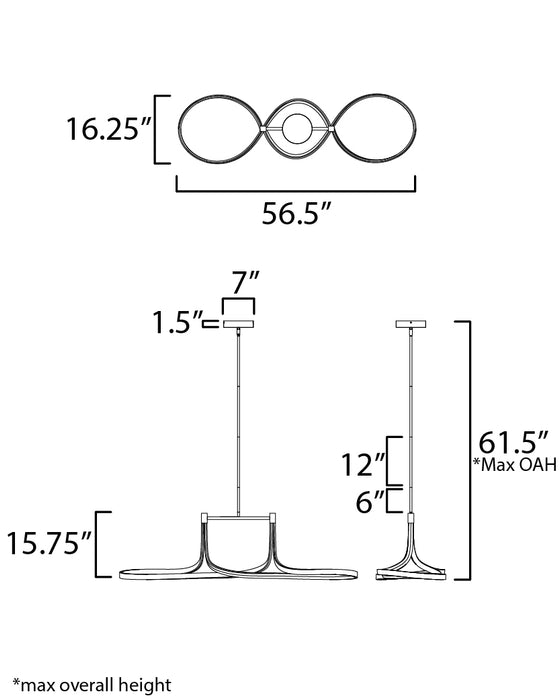 ET2 Serpentine Linear LED Pendant Model: E30668-BK
