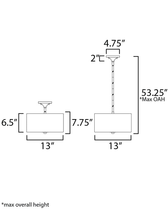 Maxim Bongo 2-Light Pendant / Semi-Flush Mount Model: 10011OMNAB