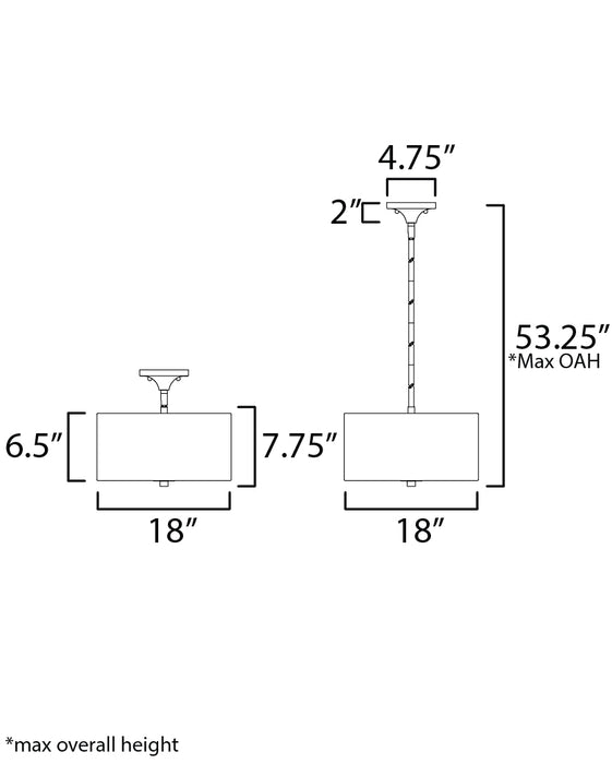 Maxim Bongo 3-Light Pendant / Semi-Flush Mount Model: 10014OMNAB