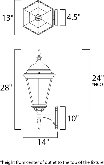 Maxim Westlake Cast 3-Light Outdoor Wall Lantern Model: 1006BK