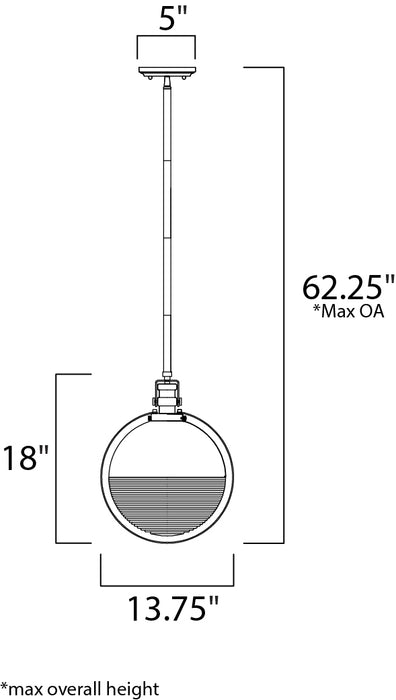 Maxim Axiom 1-Light LED Pendant Model: 10080CLBKSN