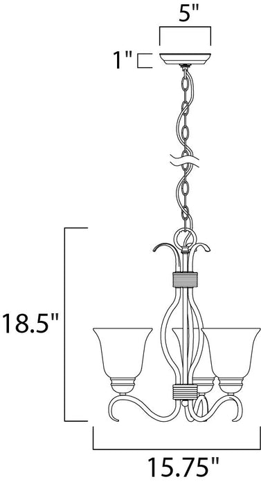 Maxim Basix 3-Light Chandelier Model: 10123FTSN