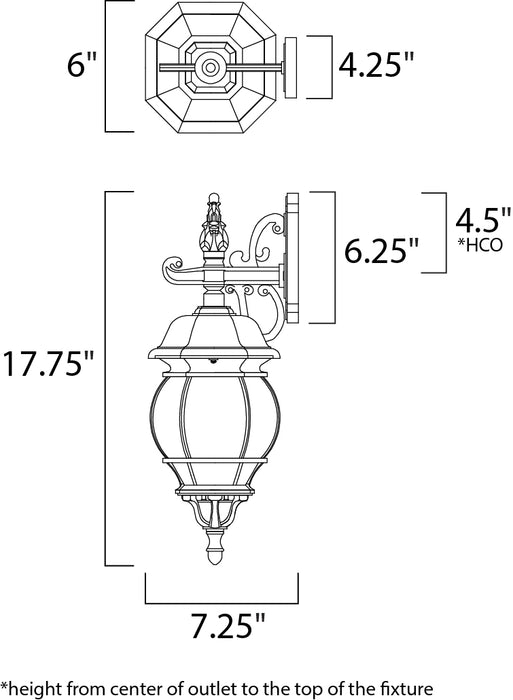 Maxim Crown Hill 1-Light Outdoor Wall Lantern Model: 1030BK