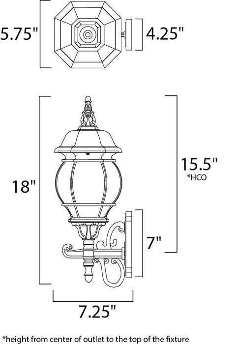 Maxim Crown Hill 1-Light Outdoor Wall Lantern Model: 1032BK