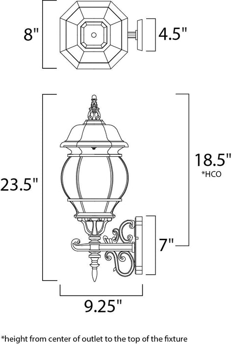 Maxim Crown Hill 3-Light Outdoor Wall Lantern Model: 1033BK