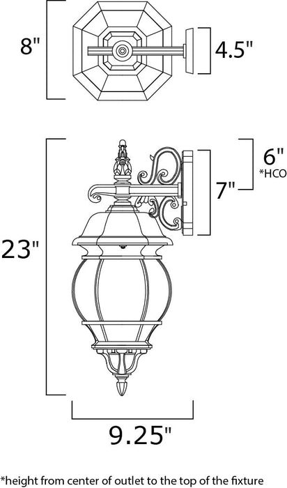 Maxim Crown Hill 3-Light Outdoor Wall Lantern Model: 1034BK