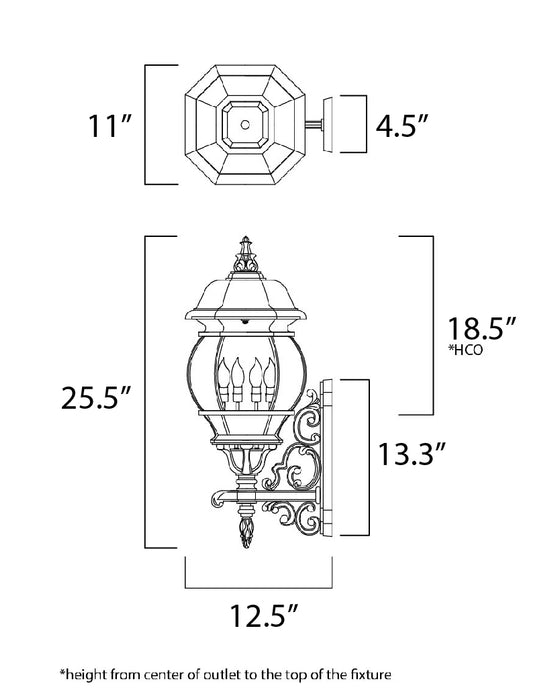 Maxim Crown Hill 4-Light Outdoor Wall Lantern Model: 1037BK