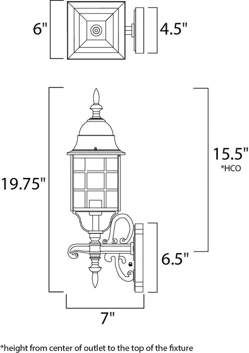 Maxim North Church 1-Light Outdoor Wall Lantern Model: 1050BK