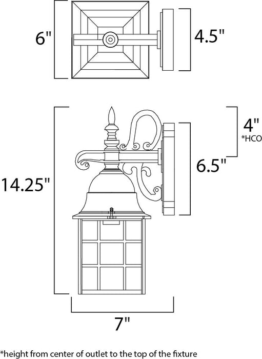 Maxim North Church 1-Light Outdoor Wall Lantern Model: 1051BK