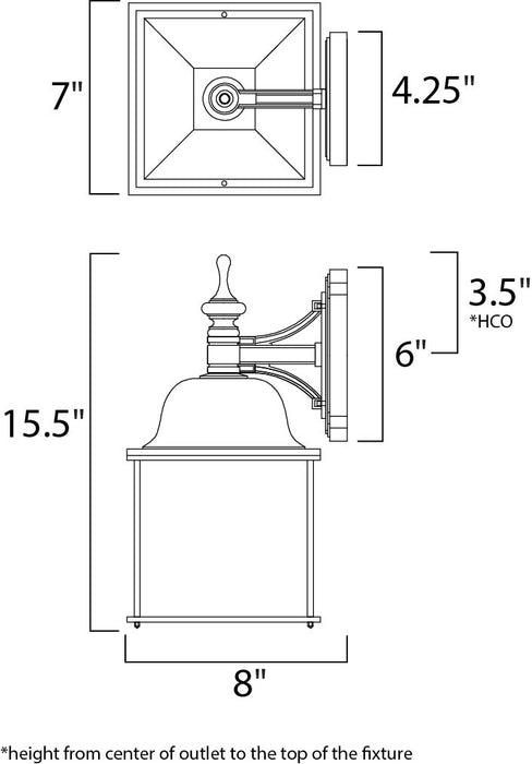 Maxim Senator 1-Light Outdoor Wall Lantern Model: 1056BK