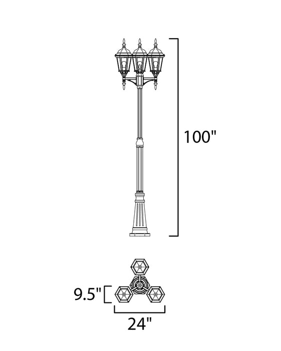 Maxim 3-Light Outdoor Pole/Post Lantern Model: 1105BK