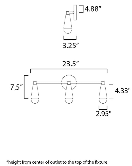 Maxim Lovell 3-Light Bath Vanity with LED Bulbs Model: 11263BKSBR/BUL