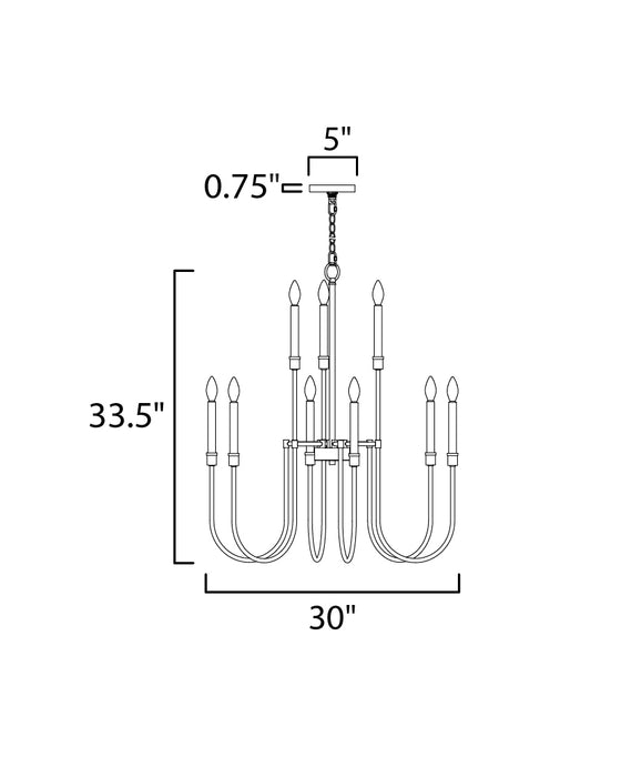 Maxim Tux 9-Light Chandelier Model: 11289BK