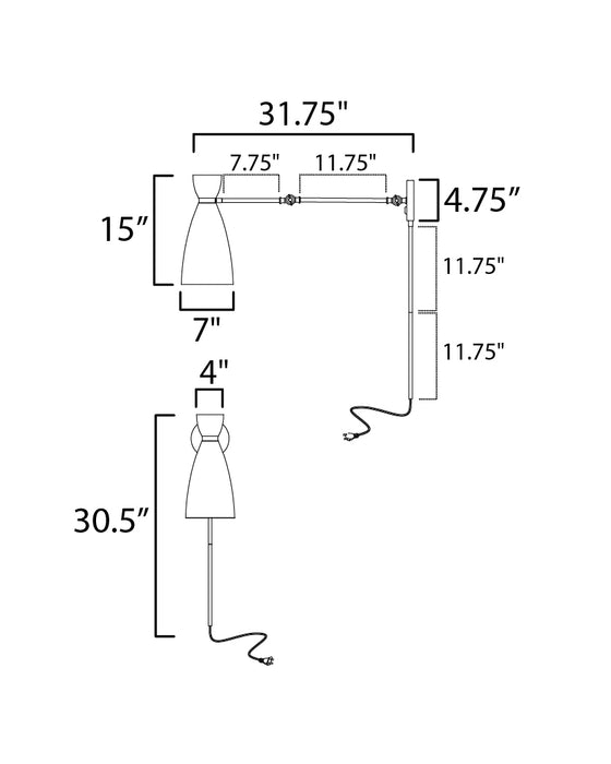 Maxim Carillon Articulating Wall Sconce Model: 11300BKSBR