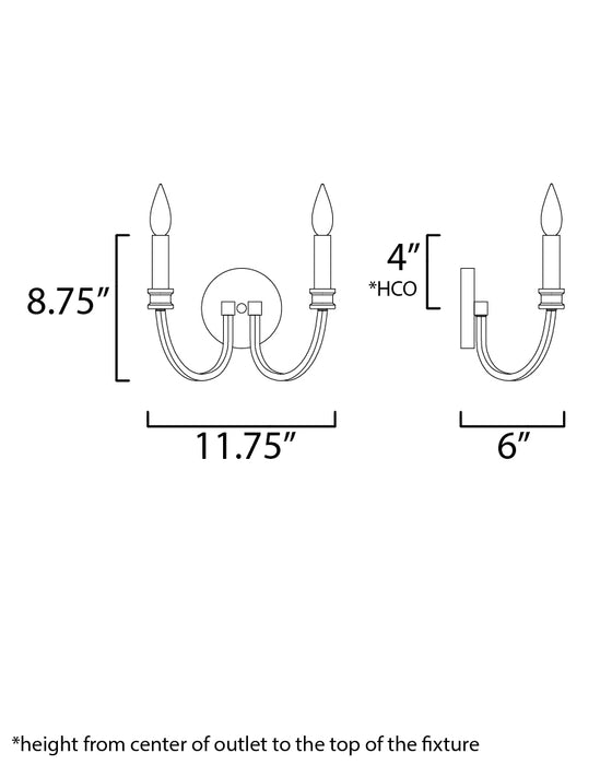 Maxim Charlton 2-Light Wall Sconce Model: 11372WWTGL