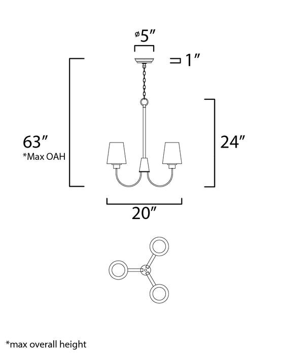 Maxim Shelter 3-Light Chandelier Model: 11823SWBK