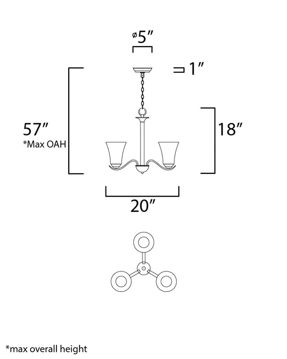 Maxim Vital 3-Light Chandelier Model: 12073FTSN