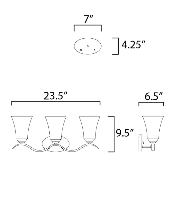 Maxim Vital 3-Light Bath Vanity Model: 12083FTSN