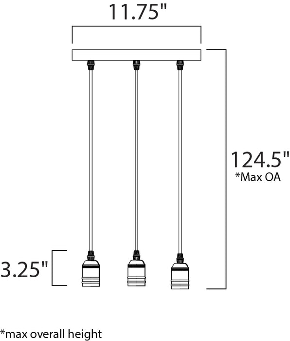 Maxim Early Electric 3-Light Pendant Model: 12123BKAB