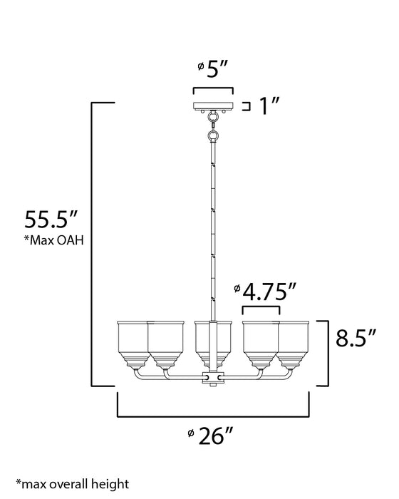 Maxim Acadia 5-Light Chandelier Model: 12266CDBK