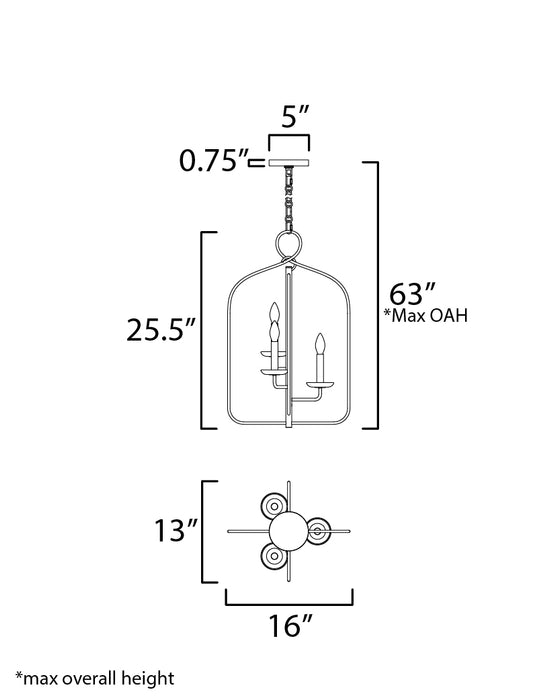 Maxim Madeira 3-Light Pendant Model: 12323TCAR